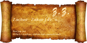 Zacher Zakariás névjegykártya